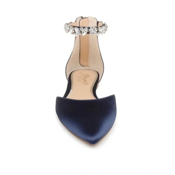 Badgley Mischa Navy Satin Flat Pointed Shoe Size 10 - Picture 5 of 15